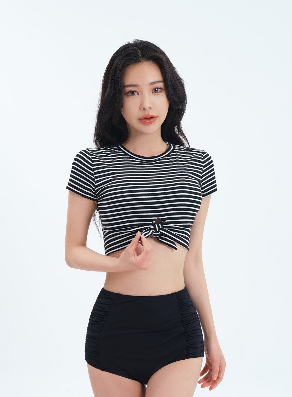 Striped T shirt Style Bikini Set Lewkin