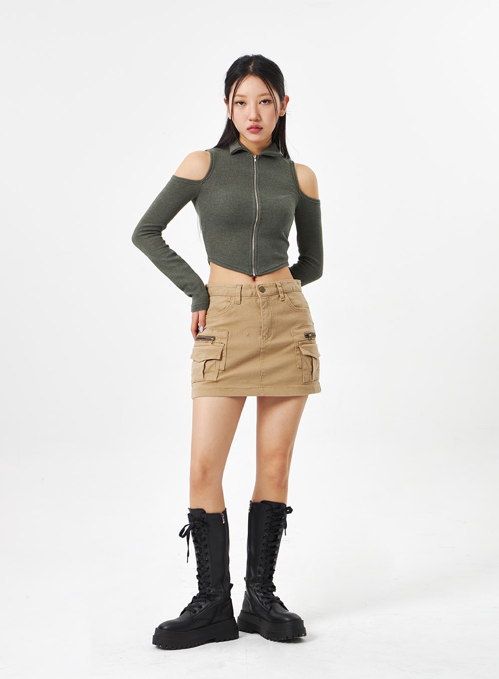 Mid-Rise Cargo Mini Skirt CA313