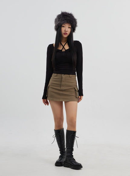 高腰工裝迷你裙 CJ319