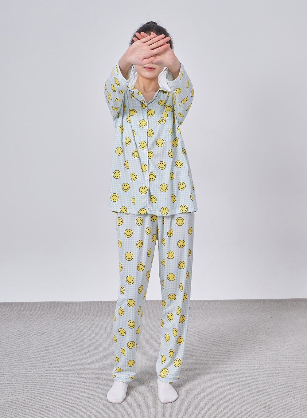 Smiley Plaid Pajama Set IF324