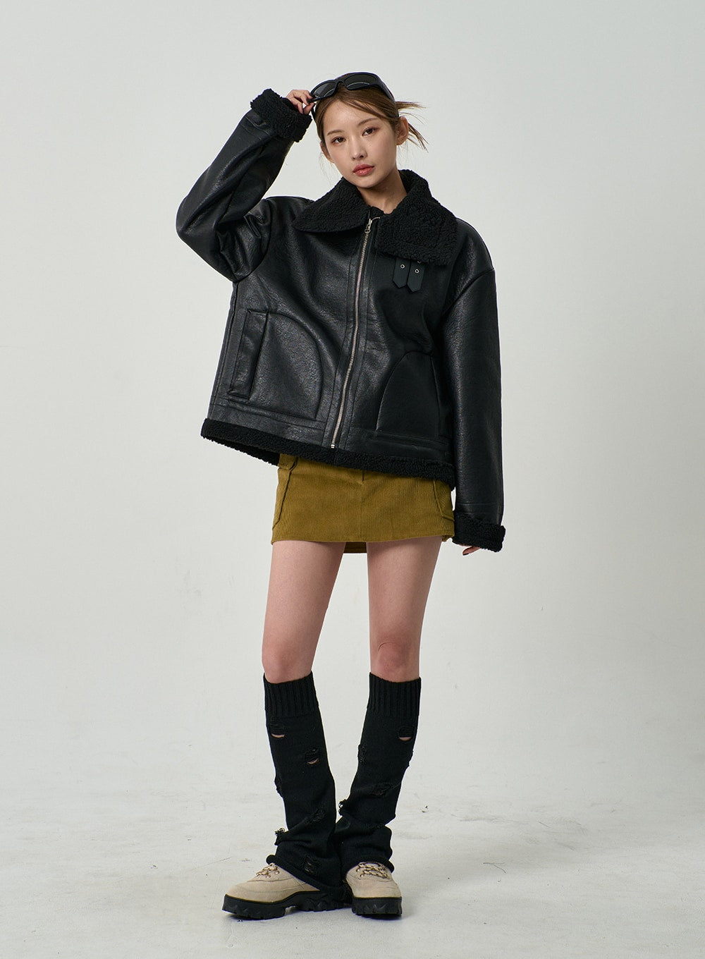 Faux Leather Shearling Jacket Unisex CD14