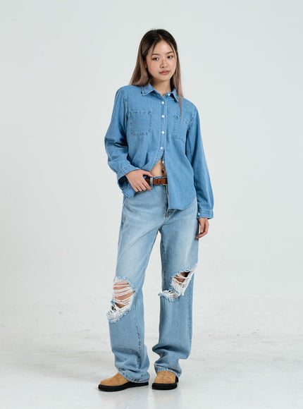 破洞長褲男女通用 CO14