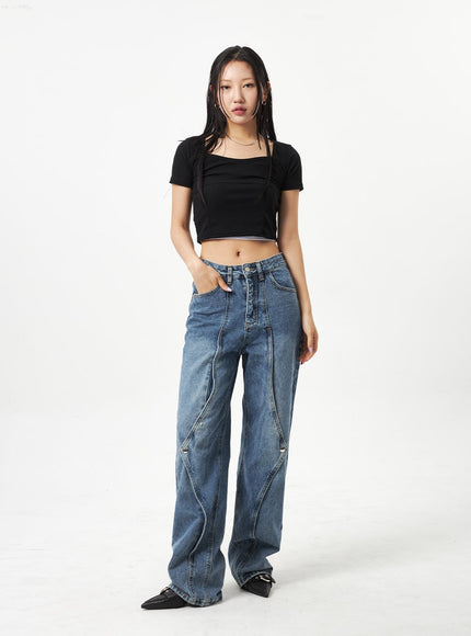 Wrapped Wide Leg Jeans CA320