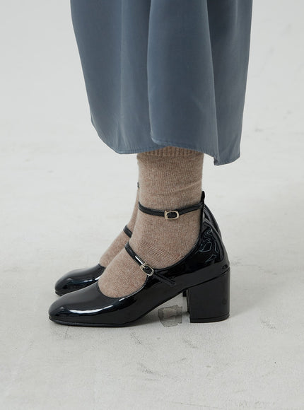 兩帶人造皮跟鞋 OD09