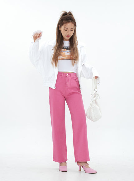 Pink Color Wide Leg Cotton Pants CM18