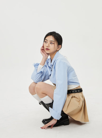 口袋百褶迷你裙 BF315