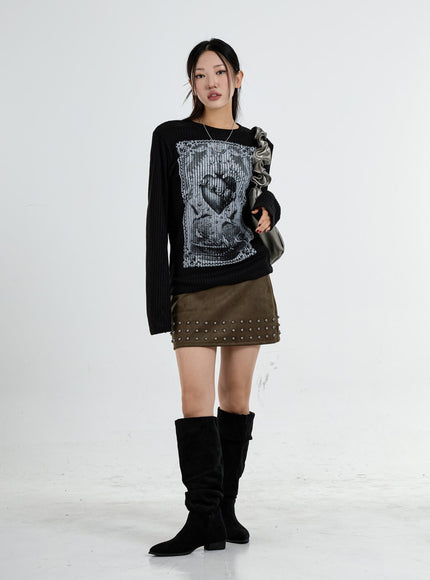 Round Neck Printed Knit CO07