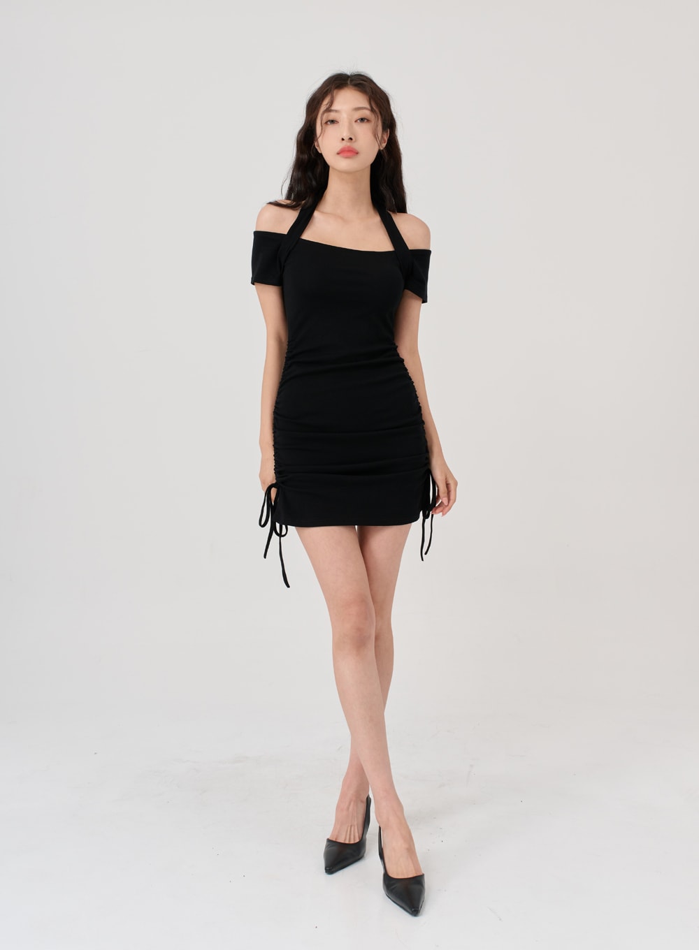 肩帶露肩迷你連衣裙 IG18