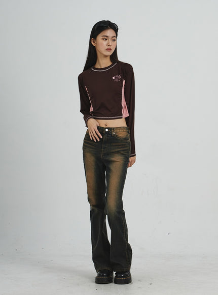 Vintage Washing Bootcut Jeans CD02