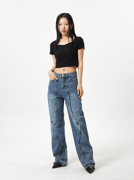 Wrapped Wide Leg Jeans CA320