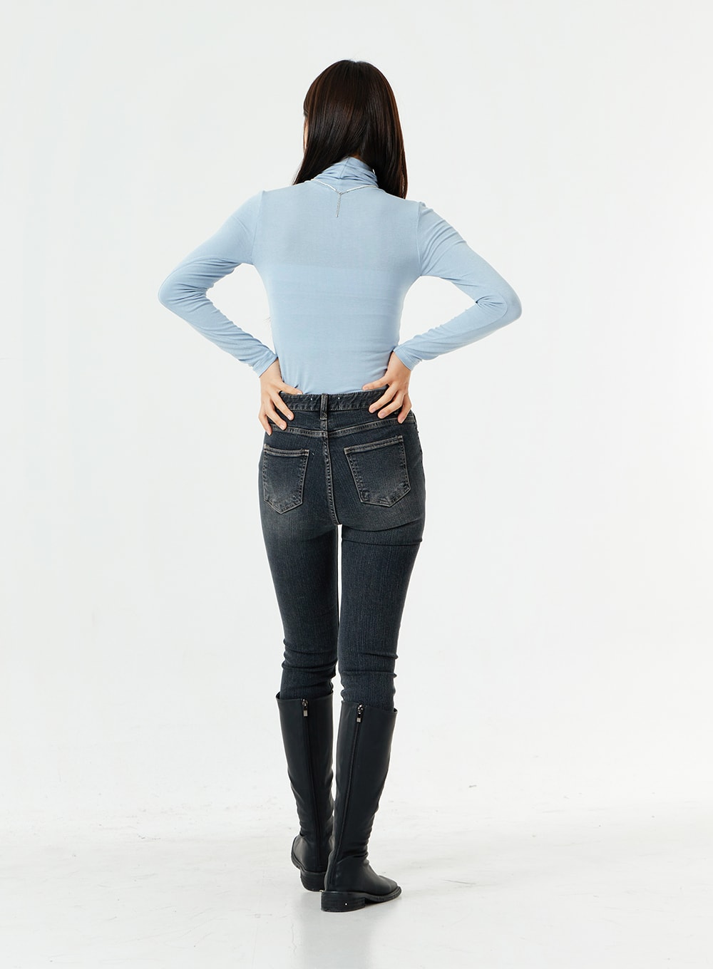 Slim Fit Vitage Washed Raw Hem Jeans OS13