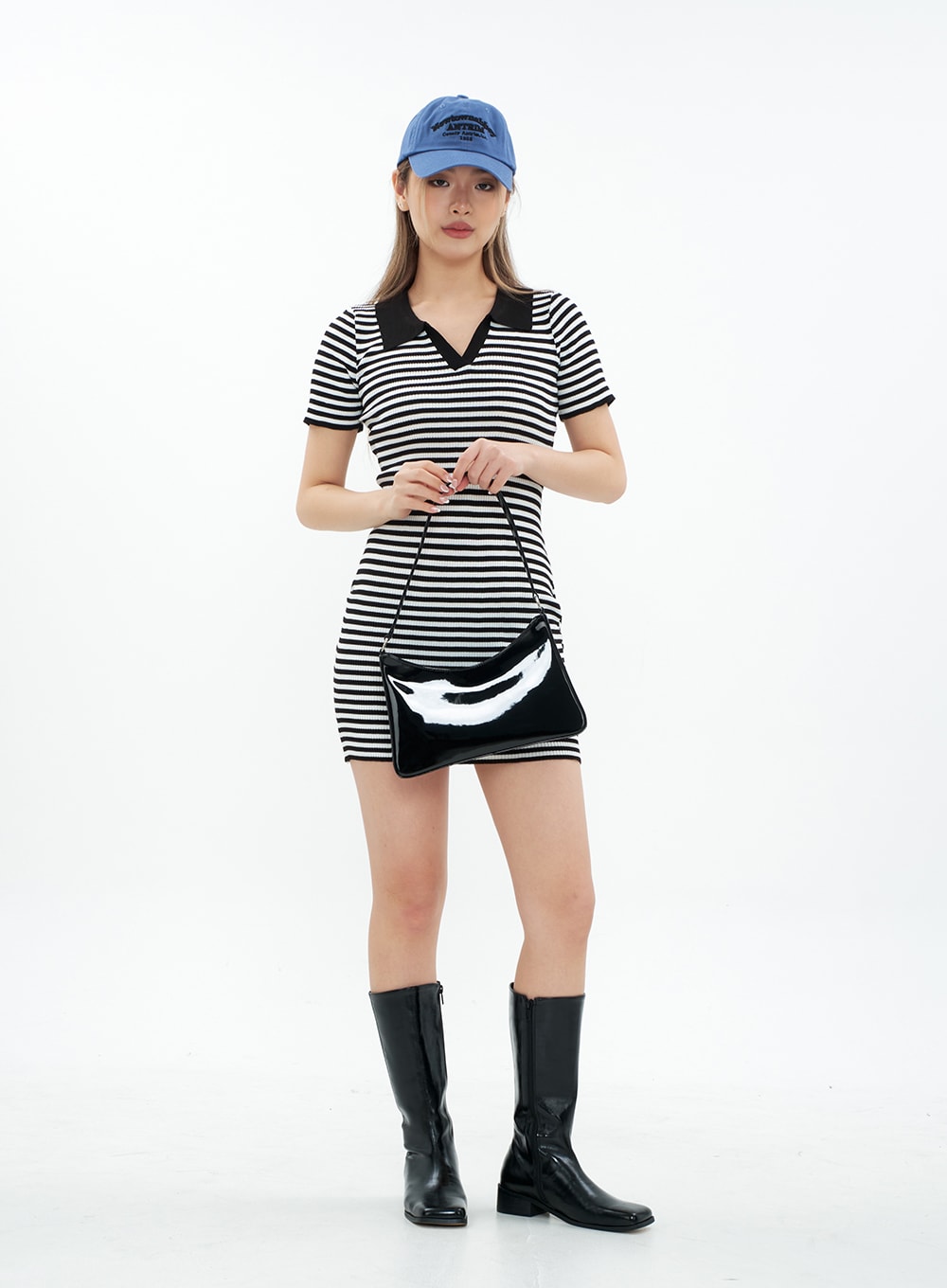 Striped Collared Mini Onepiece Dress CM29