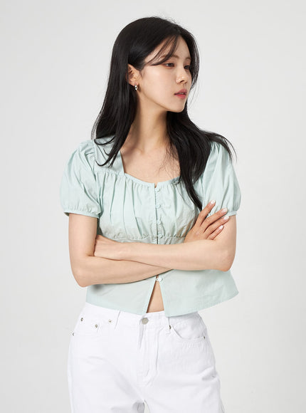 泡泡袖鈕扣襯衫 OA317