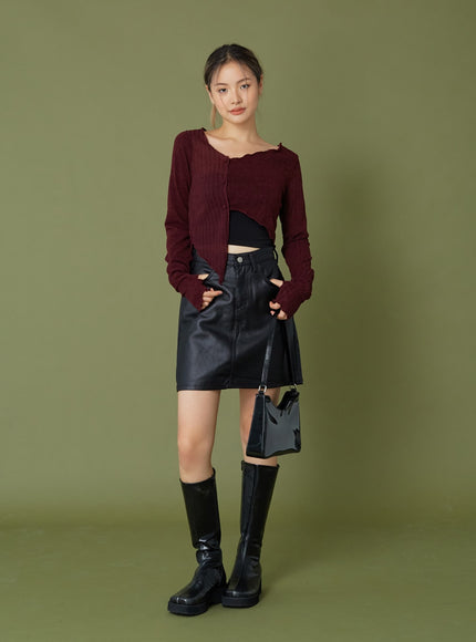 Faux Leather Miniskirt CG12
