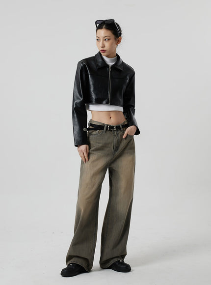 復古水洗寬鬆牛仔褲 CF307