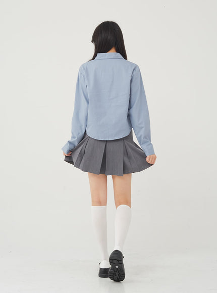 Basic Tone Down Color Crop Shirt BG23