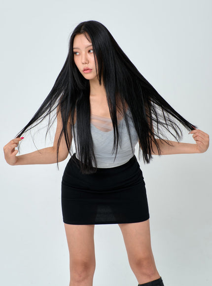 網布細節短款無袖上衣 IN25