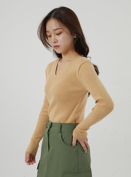 羅紋針織 V 領上衣 OJ325