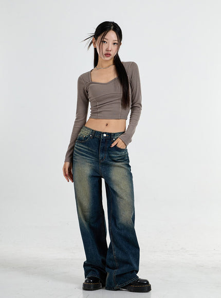 Heart Neck Crop T-Shirt CO11