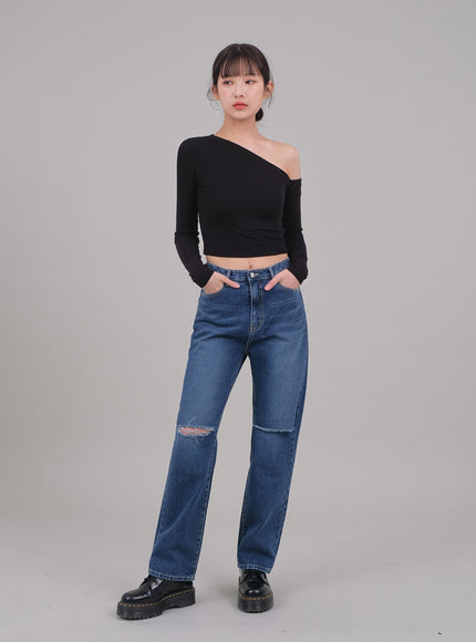 One Shoulder Crop Top C2701