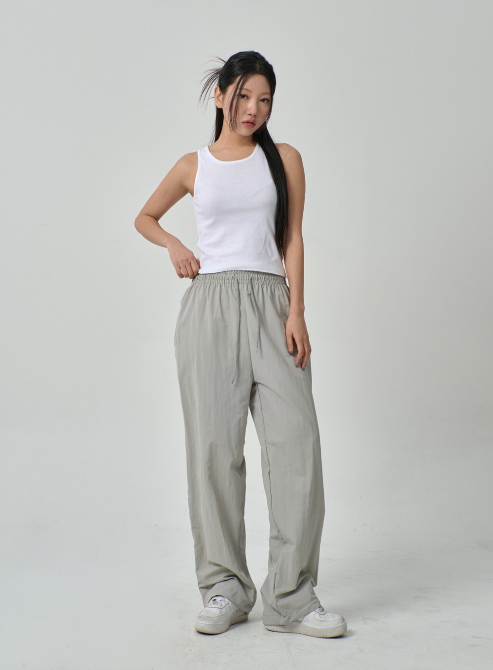 Drawstring Nylon Track Pants IF315