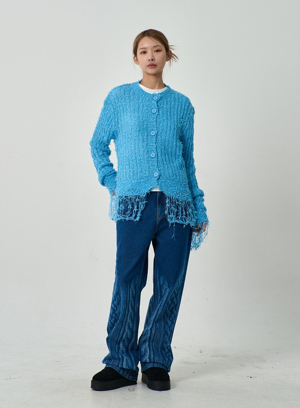 Ripped Button Cardigan CD12