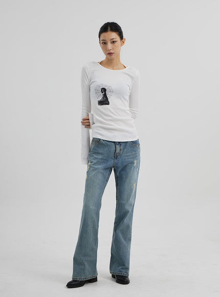 圖案羅紋針織上衣CF309