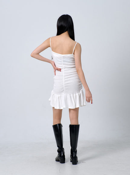 細肩帶褶邊迷你連衣裙 BJ331