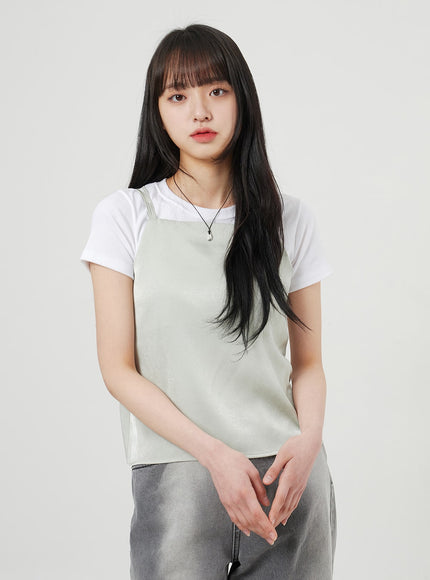 緞面無袖上衣 OF327