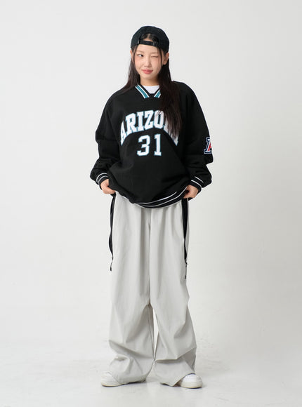 Unique Side Zipper Detailing Wide Bending Pants IS07