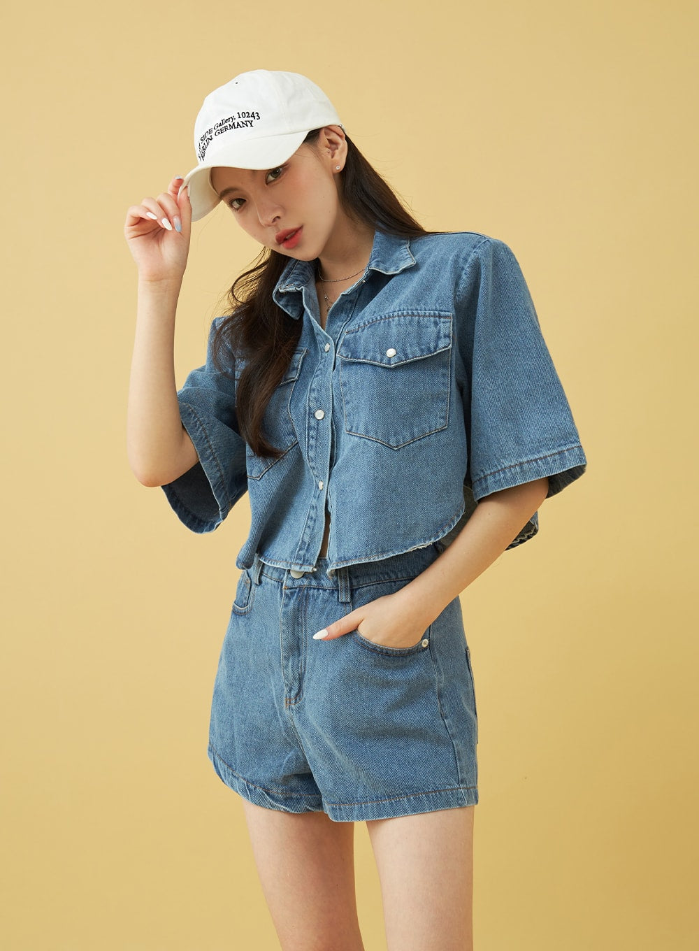 CUIBUJU] Metal shoulder pad denim short jacket CB0012 – HI-LANDER