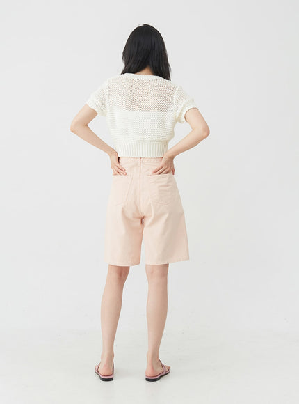 Pintuck Cotton Long Shorts OJ30