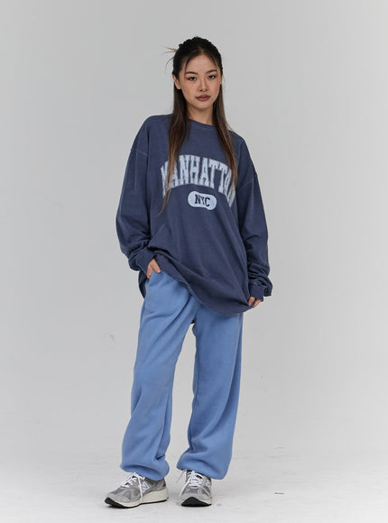 Lettering Print Oversize Long Sleeve T-Shirt Unisex CN21