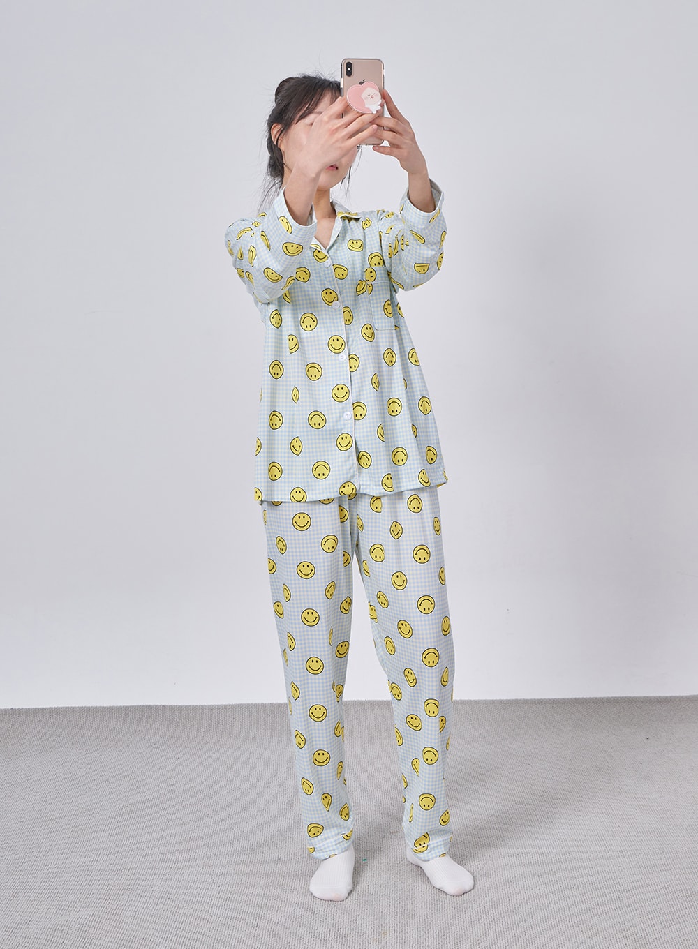 Smiley Plaid Pajama Set IF324