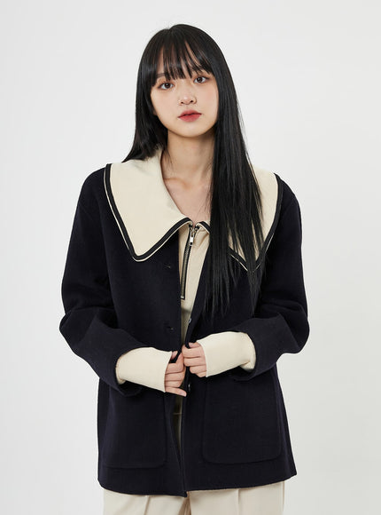 Button Round Neck Coat BN10