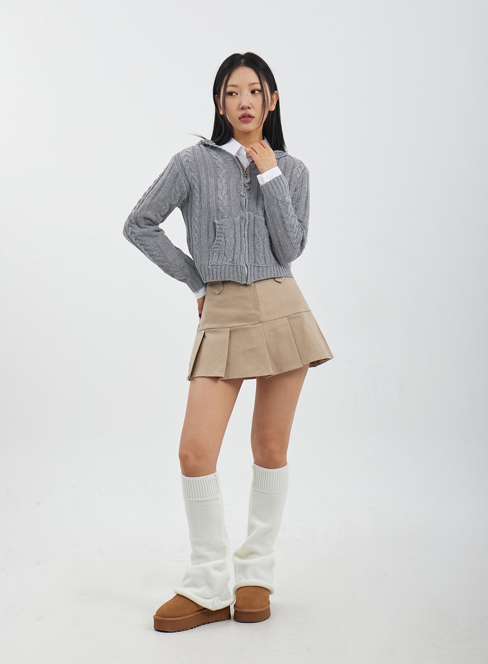 Faux leather box pleat mini skirt - Women's fashion