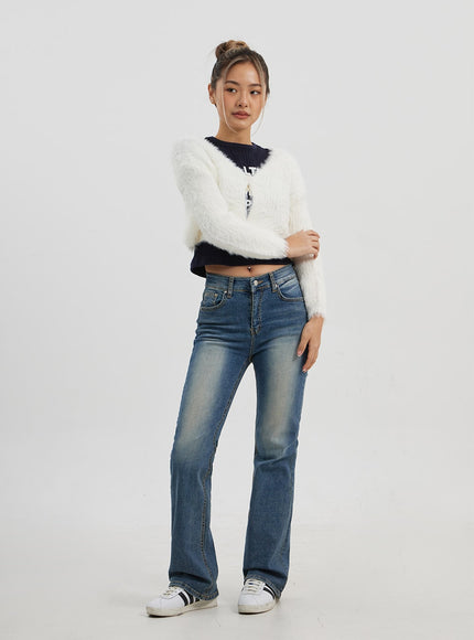 人造毛皮兩粒扣短款開衫 CJ325