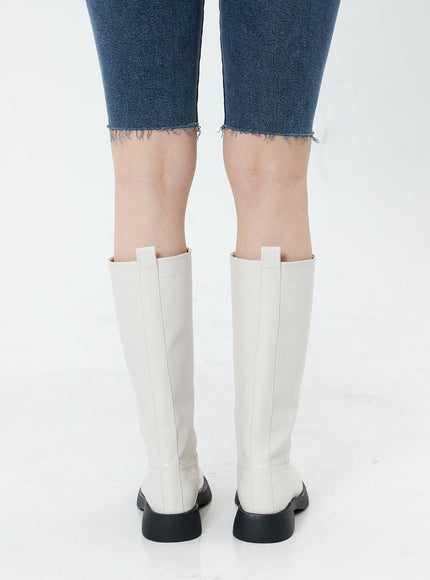 Basic Round Toe Wide Long Boots OS19