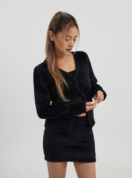 泰迪開衫抹胸迷你裙套裝CJ325