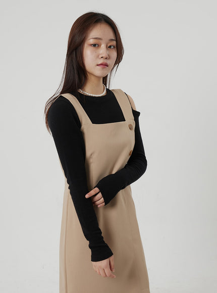 裹身鈕扣長連衣裙 OF307