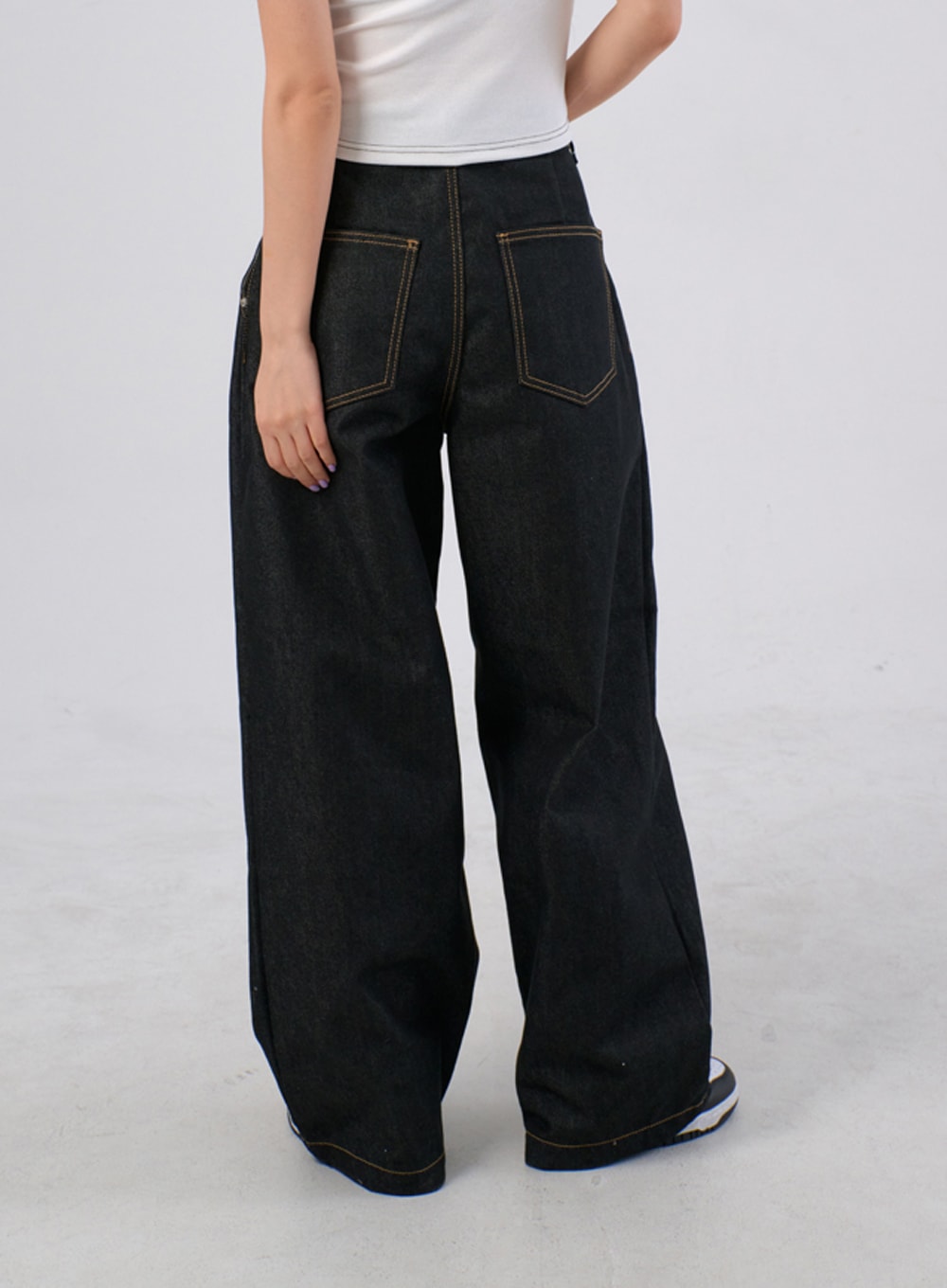 LEWKIN Mid-Rise Baggy Jeans IA304 - Dark Blue S