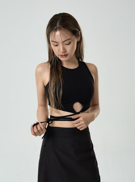 Waist Strap Cropped Tank Top CU8