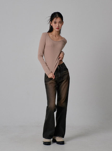 Vintage Wash Bootcut Jeans IJ310