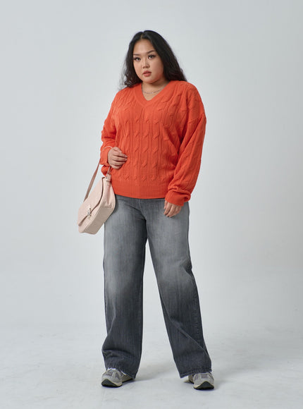 Plus 淺色水洗闊腿牛仔褲 IF317