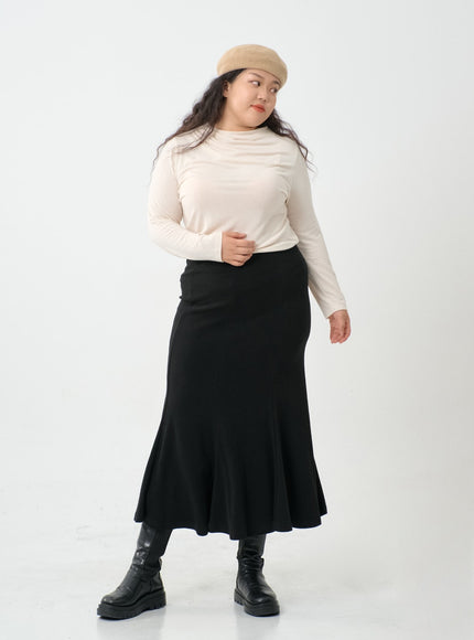 Plus Mermaid Line Long Bending Skirt IO06