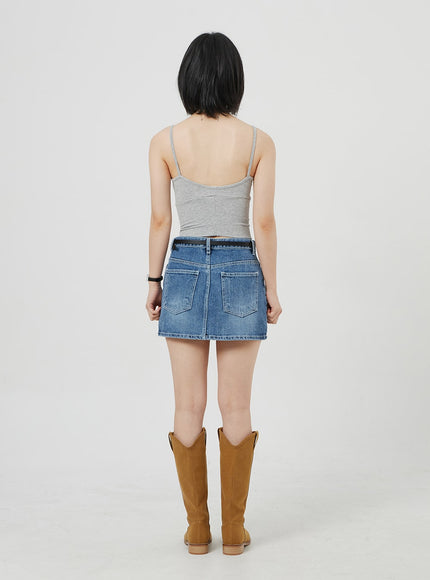 Mid-Rise Denim Mini Skirt OM303