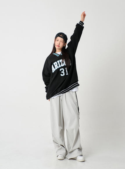 Unique Side Zipper Detailing Wide Bending Pants IS07