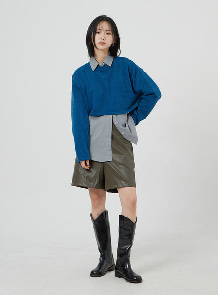 人造皮百慕大短褲 OM303