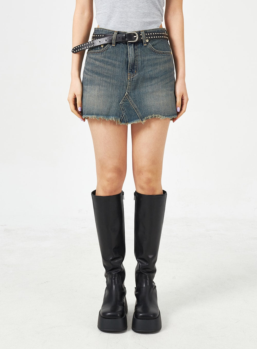 Mid-Rise Denim Mini Skirt CM321