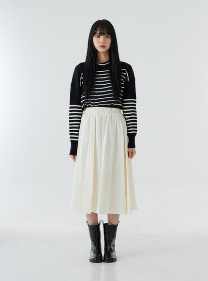 Bending Pleated Long Skirt OO19